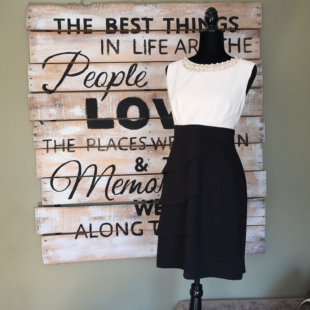 Connected black and white formal dress